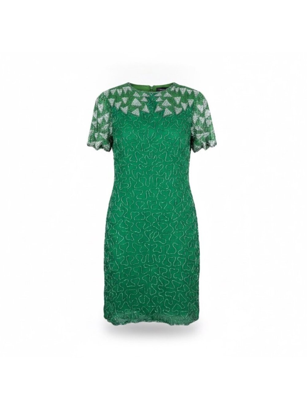 Royal Feelings Womens Green Silk Beaded Embellished Dress Rayon Lining Size M